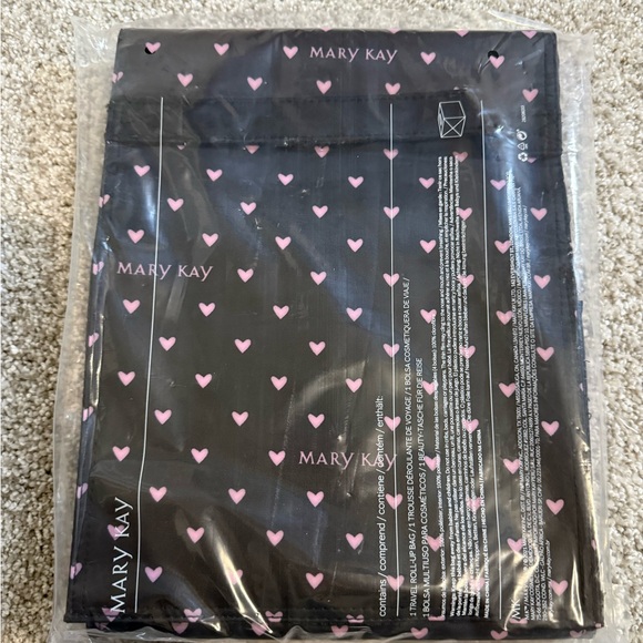 Mary Kay Handbags - Mary Kay Travel Roll Up Bag Hanging Makeup Organizer New Black with pink Hearts